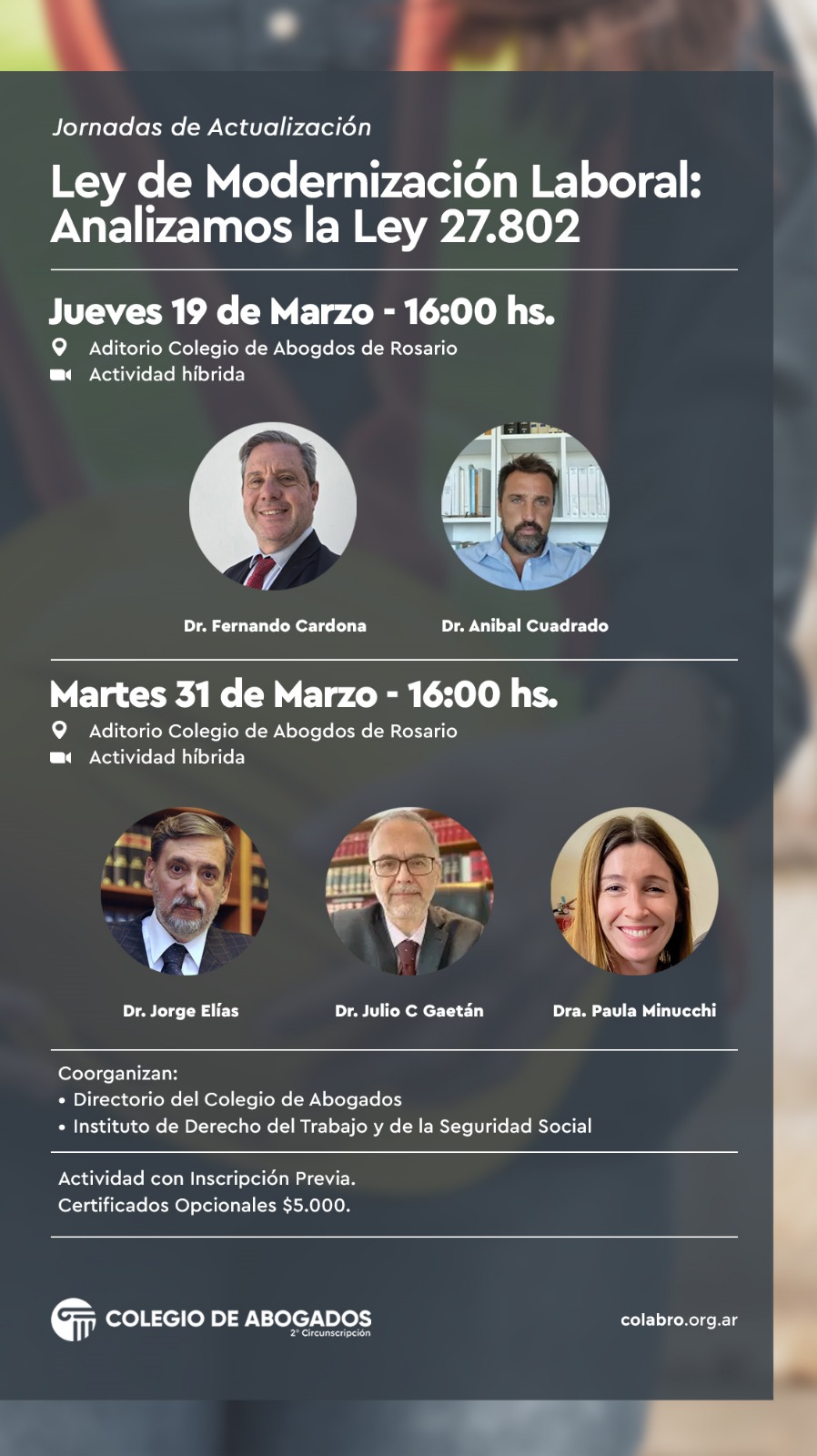 Jornadas de Actualización Ley de Modernización Laboral: Analizamos la Ley 27.802 - 19/03/2026 - 31/03/2026